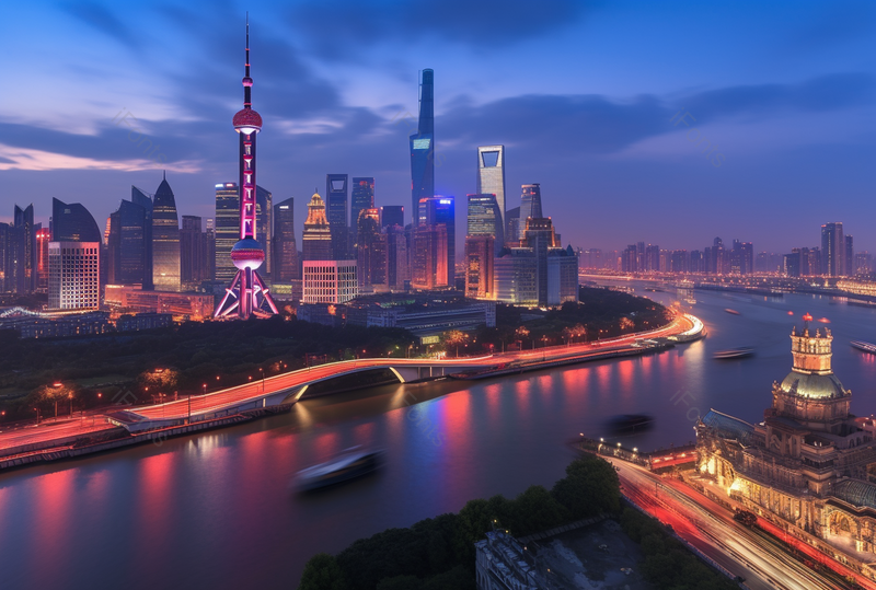 金融现代都市城市上海东方明珠高楼大厦灯光车流光轨夜景摄影,高清,摄影图,摄影图片,图片大全,摄影图免费下载